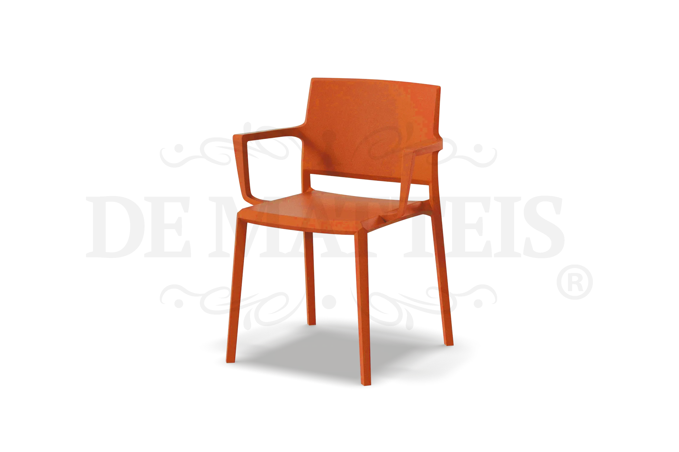 De Matteis, Sedia Esterno Resina Studio Con Braccioli Arancione monoblocco design moderno con finitura liscia opaca e gambe sottili - DeMatteis.it