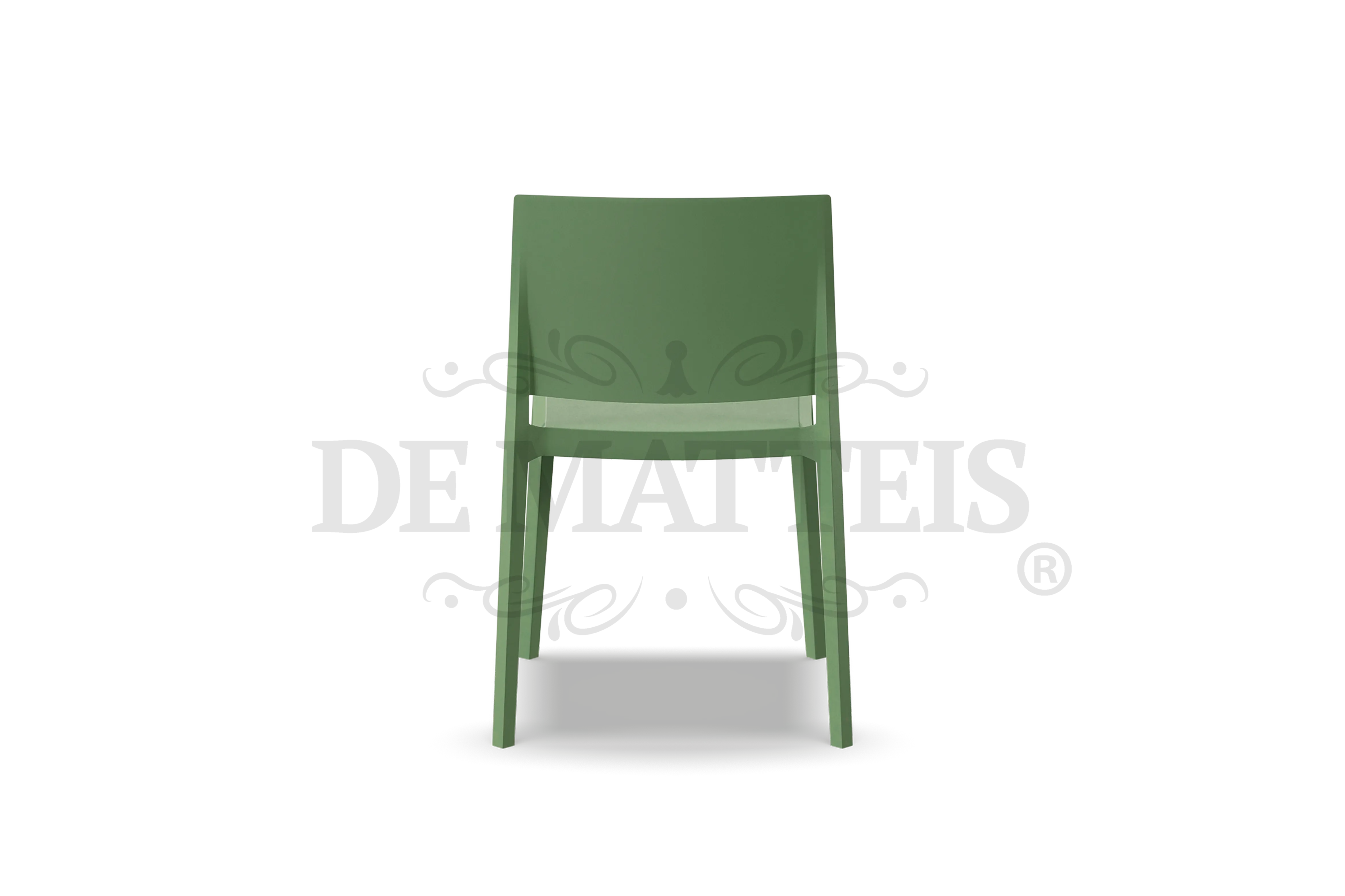 De Matteis, Sedia Esterno Resina Studio Verde con struttura monoblocco in resina verde opaca e design minimalista per arredo giardino - DeMatteis.it