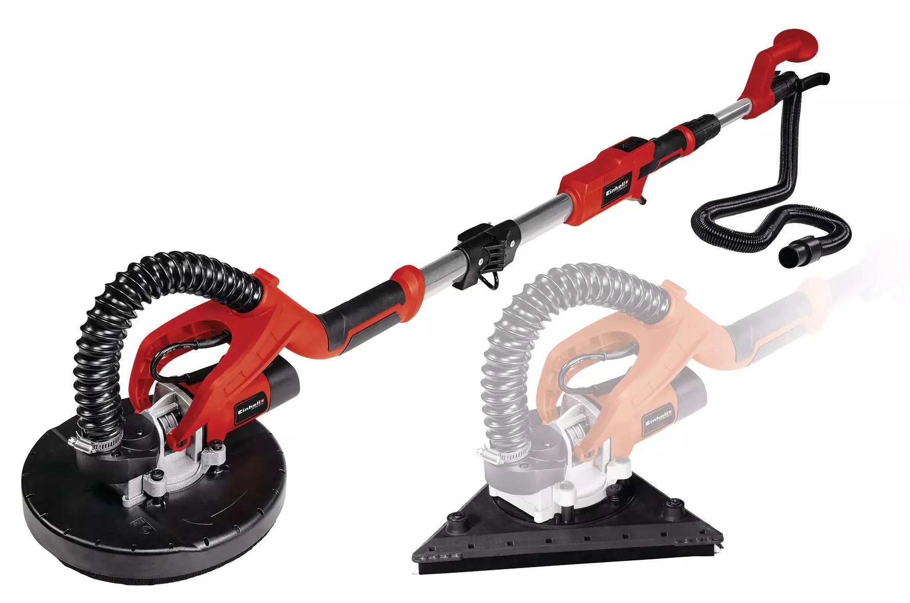 Levigatrice per muro TE DW 225 X Einhell con doppia testa intercambiabile rotonda e triangolare, manico telescopico estensibile e potente motore da 750W per lavori di cartongesso e ristrutturazione professionale. | Dematteis.it