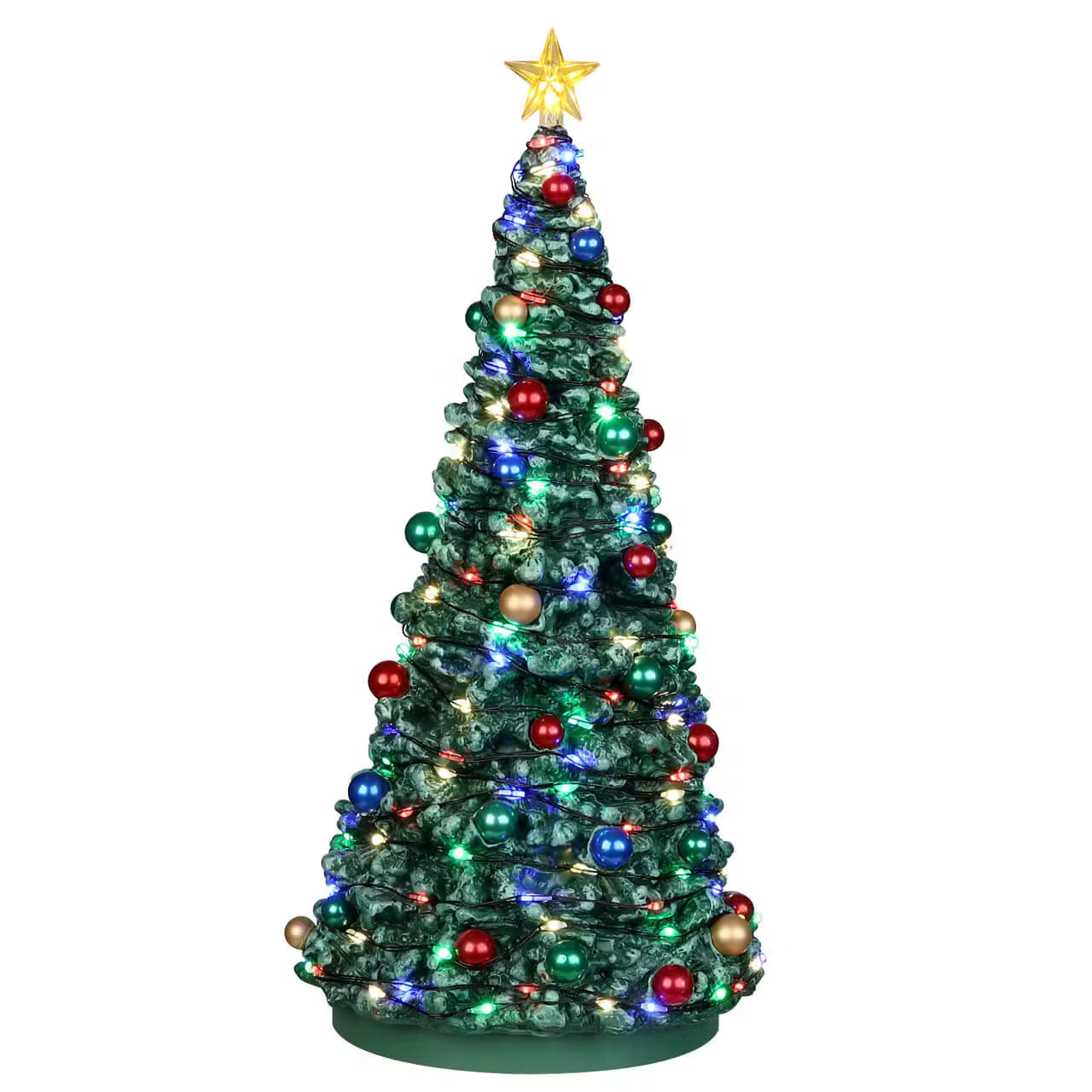Outdoor Holiday Tree Lemax illuminato con luci LED multicolori e decorazioni natalizie, perfetto centro focale per ogni Villaggio Lemax. | Dematteis.it