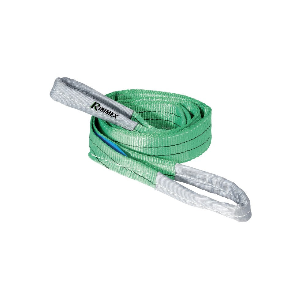 Ribimex, Braca Piana 2t X 2 m cinghia di sollevamento in tessuto verde con anelli di protezione grigi rinforzati e marcatura di carico - DeMatteis.it