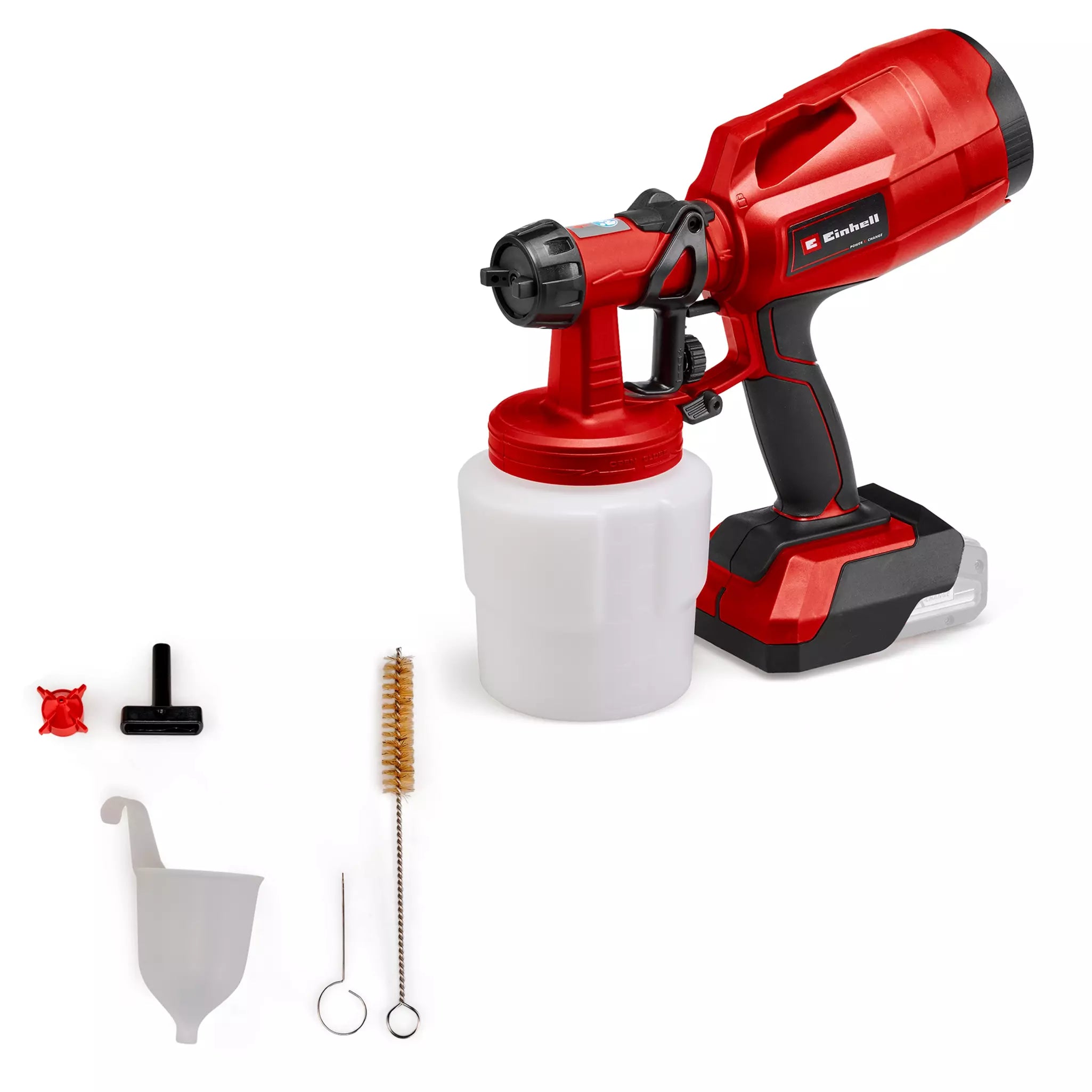 Pistola a spruzzo TC SY 18/60 Li di Einhell con sistema a batteria Power X-Change, ideale per vernici e smalti su superfici di piccole e medie dimensioni, con impugnatura ergonomica Softgrip. | Dematteis.it