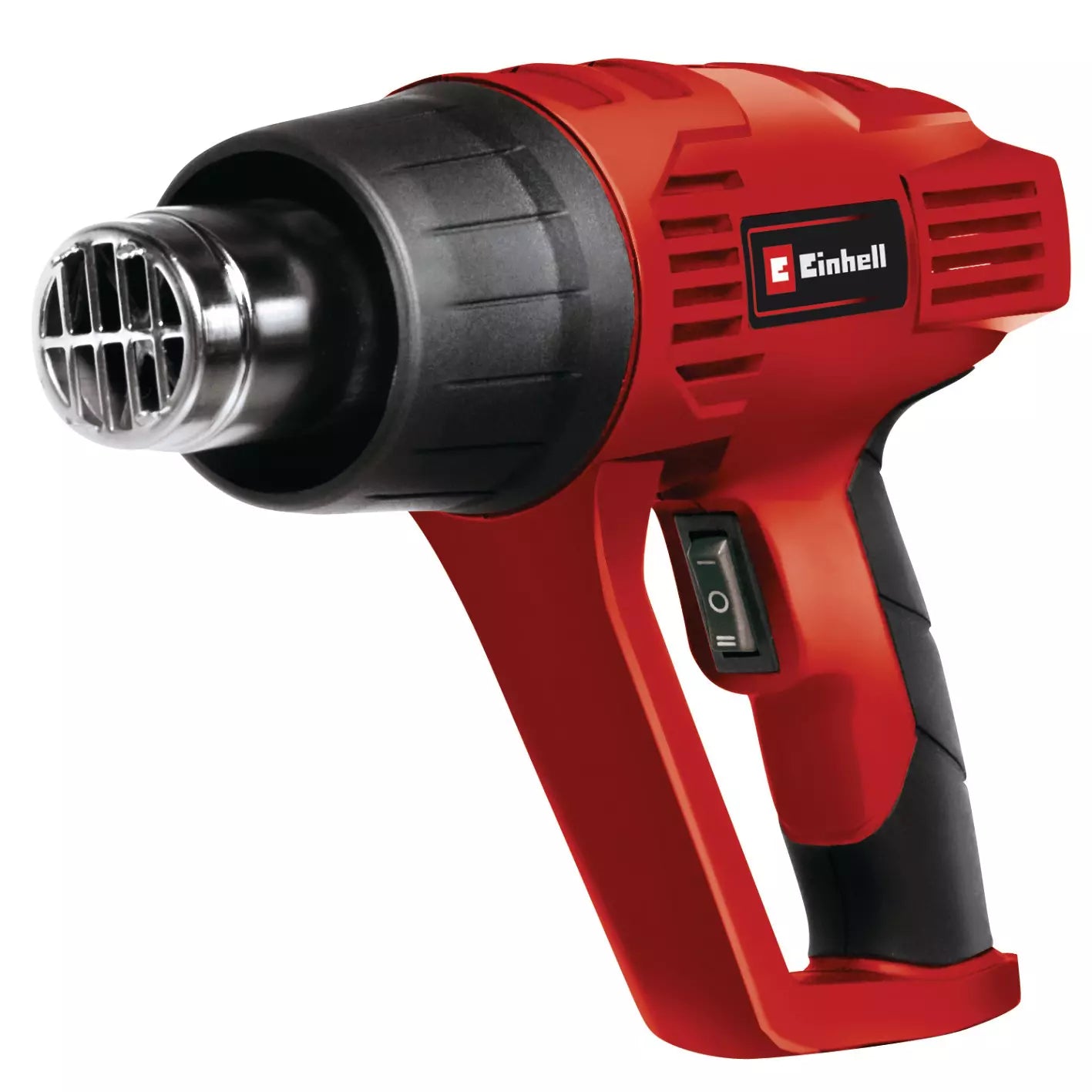 Pistola ad aria calda TH HA 2000/1 Einhell di colore rosso e nero con impugnatura ergonomica, interruttore a due velocità e ugello in metallo per lavori di precisione e versatilità d'uso. | Dematteis.it