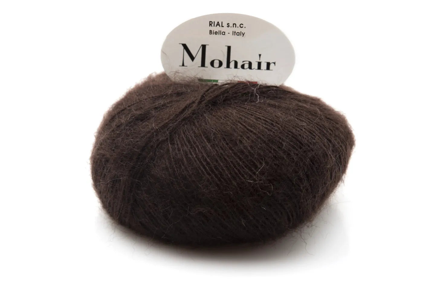 Rial, Filato Mohair 50 g colore 530 marrone scuro in gomitolo con texture soffice e lucida per lavori a maglia e uncinetto - DeMatteis.it