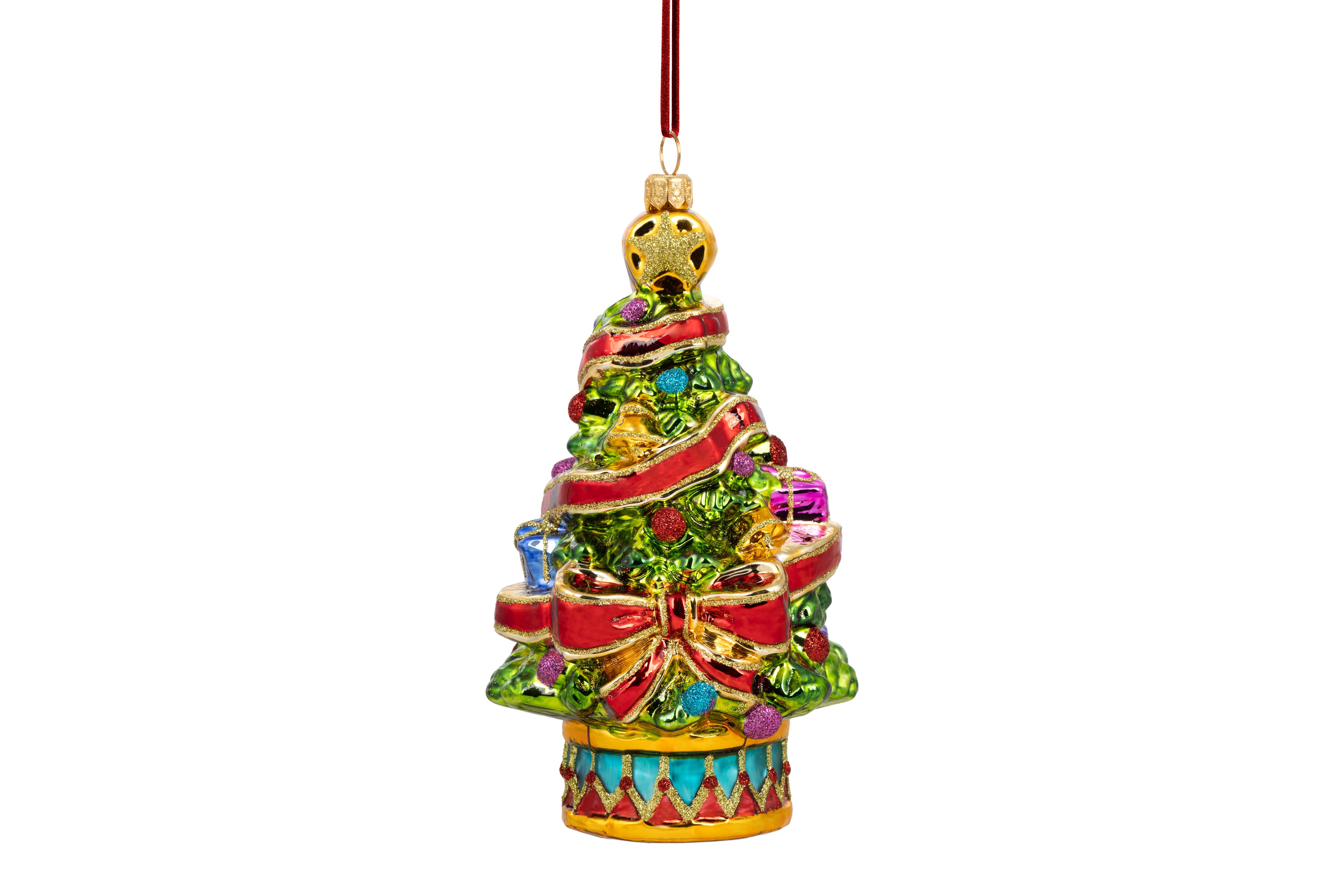 Pendente Albero Natale Decorato Vetro Pregiato