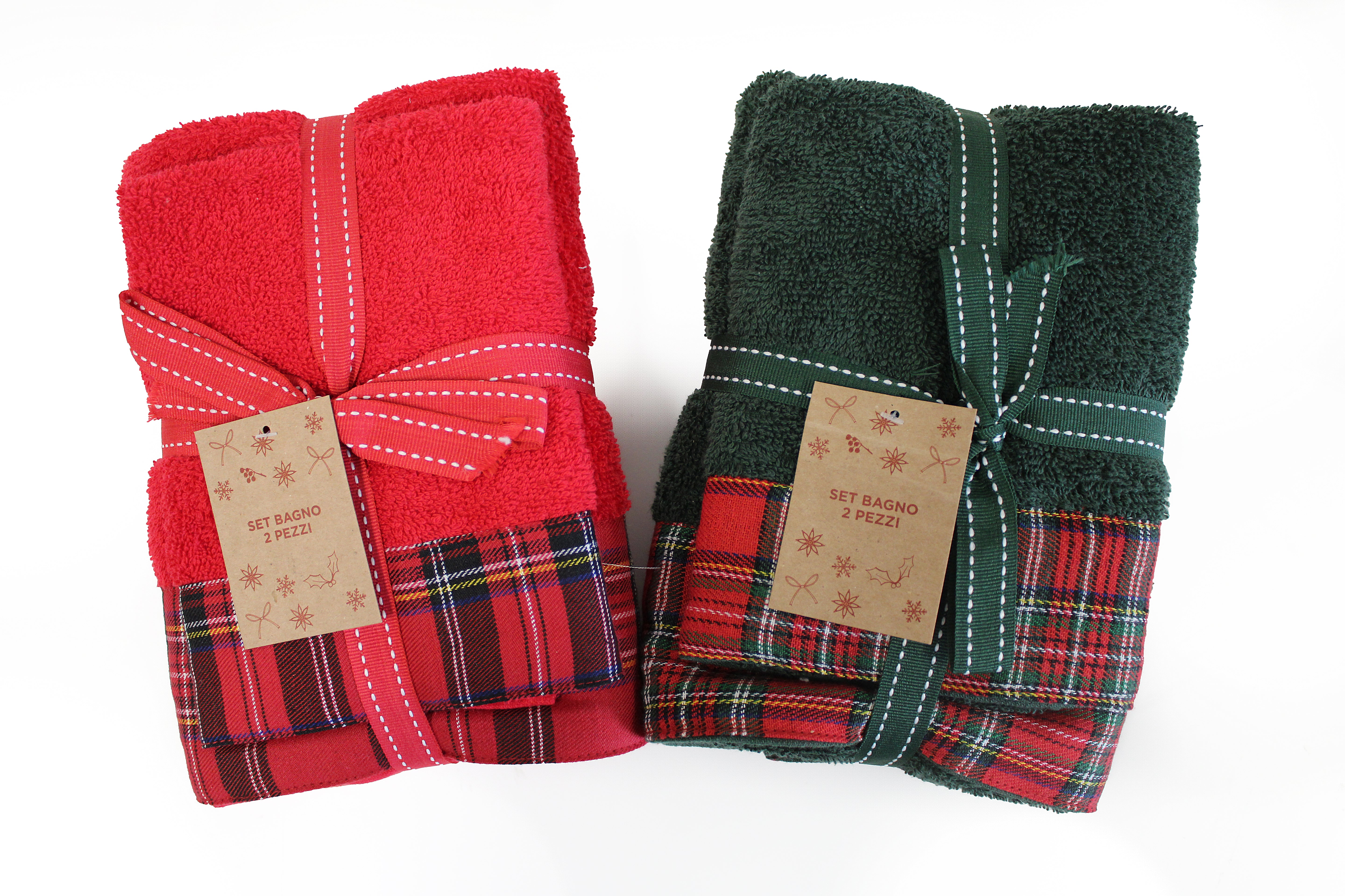 Set Asciugamani In Spugna 1+1 Bordo Tartan