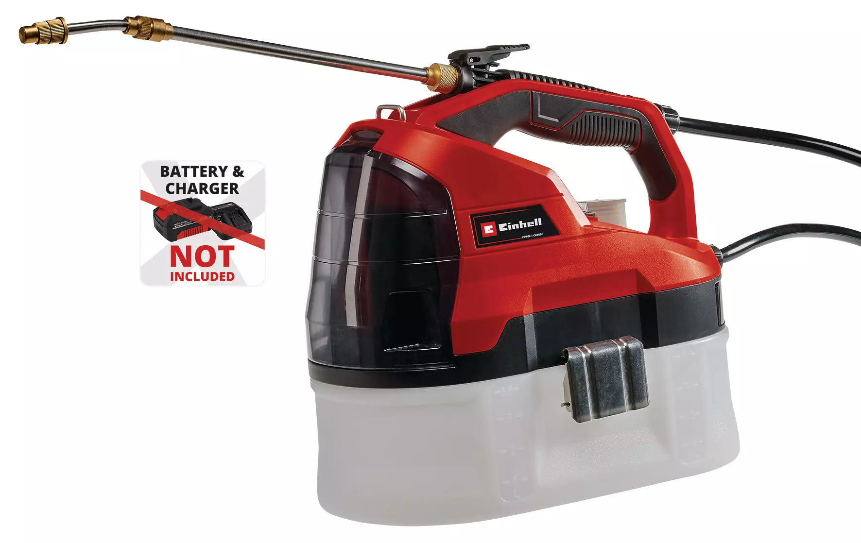 Lo spruzzatore GE WS 18/35 Li Einhell con serbatoio trasparente da 3,5 litri, lancia telescopica in acciaio e ugello regolabile in ottone, ideale per la distribuzione di pesticidi e fertilizzanti. | Dematteis.it
