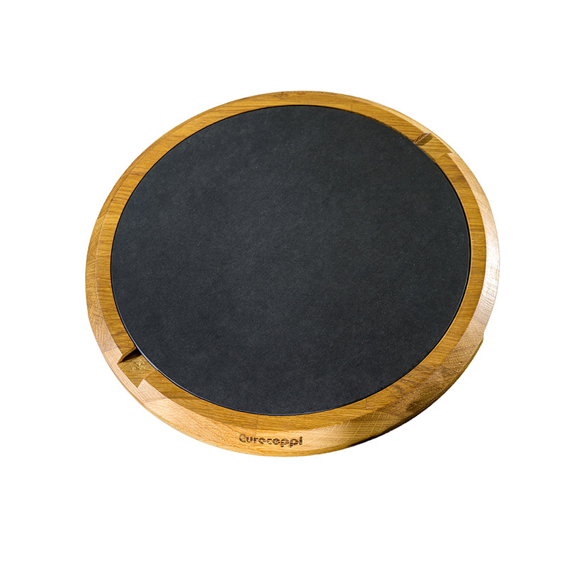 Tagliere In Legno Con Hpl Nero Tondo D 35 Sp 2,6 Cm