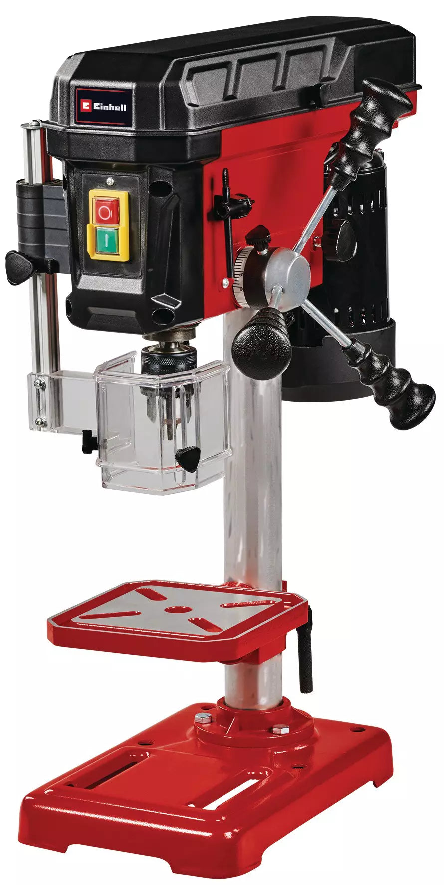 Trapano a colonna TC-BD 450 Einhell con potenza di 450W, 5 livelli di velocità regolabili e piano di foratura inclinabile fino a 45°, ideale per lavorazioni di precisione su legno e metallo. | Dematteis.it