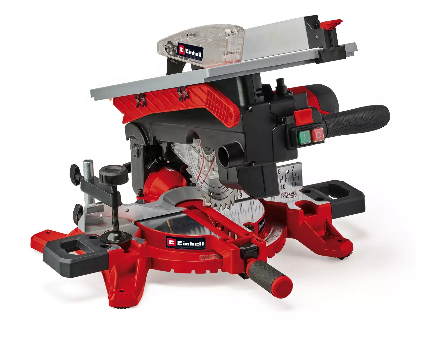 Troncatrice con piano superiore TE MS 216 T Einhell: elettroutensile versatile 2-in-1 con lama da 216mm, piano rotante regolabile a 45° e sistema di conversione rapida da troncatrice a sega circolare da banco. | Dematteis.it