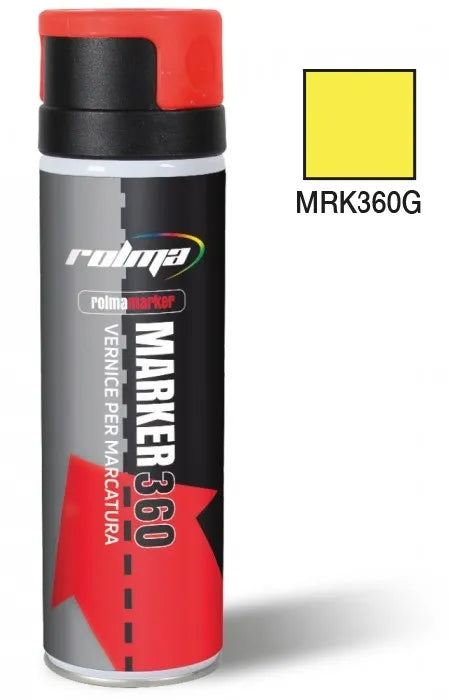 Vernice spray ral MRK360G giallo fluo: Vernice spray di alta qualità, caratterizzata da una formula acrilica fluorescente per marcature visibili e durature su ogni superficie. | Dematteis.it