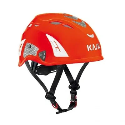 Casco Kask Plasma Aq Hi Viz Red Fluo con calotta rossa fluorescente, sistema di ventilazione ottimizzato e certificazione CE EN 397 per utilizzo professionale. | Dematteis.it