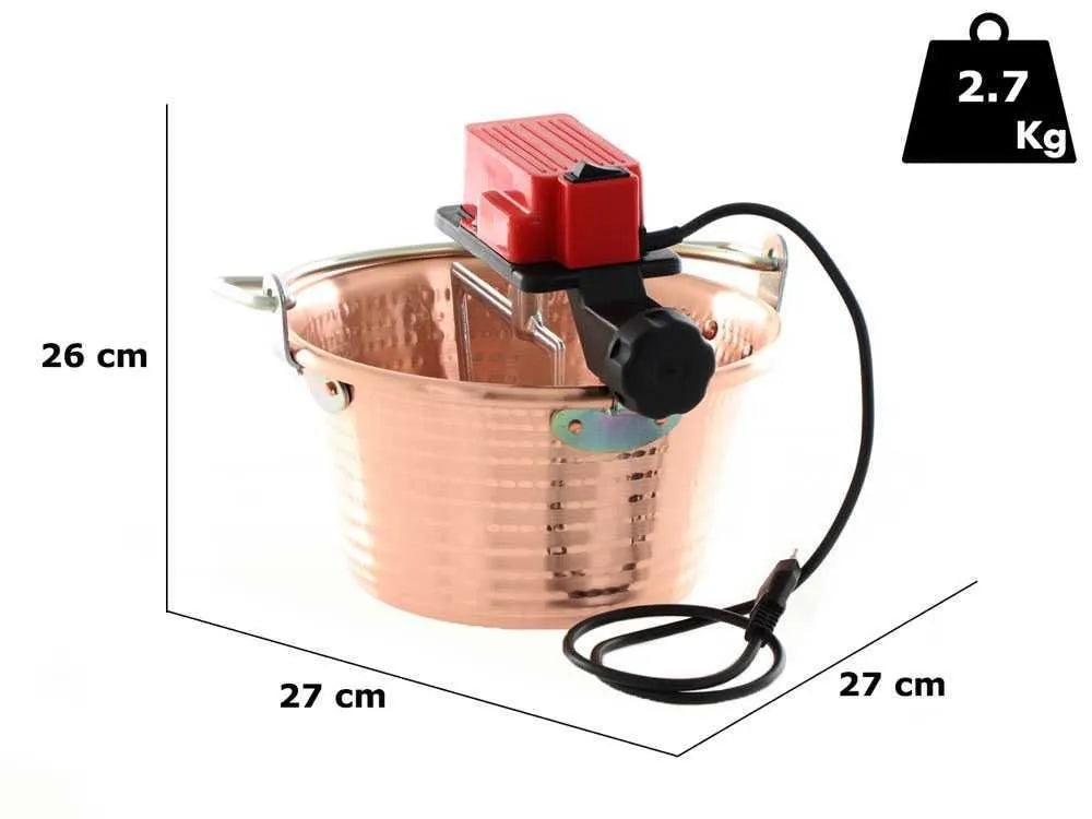 Paiolo polenta induzione 4 lt: Accessorio in rame martellato per la preparazione di polenta, con sistema di mescolamento automatico e base adatta a piani a induzione e a gas. | Dematteis.it
