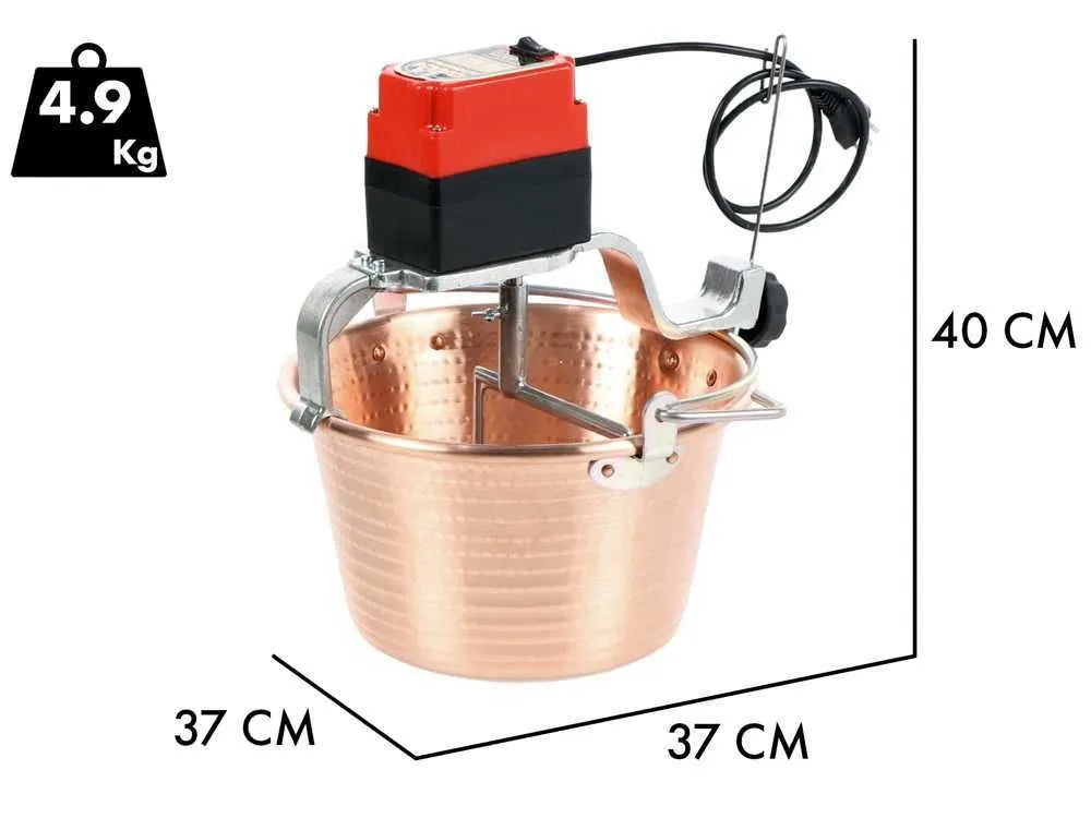 Paiolo polenta induzione 9 lt: Paiolo in rame martellato da 9 litri, con motore elettrico e mescolatore automatico, per una polenta perfettamente cremosa. | Dematteis.it