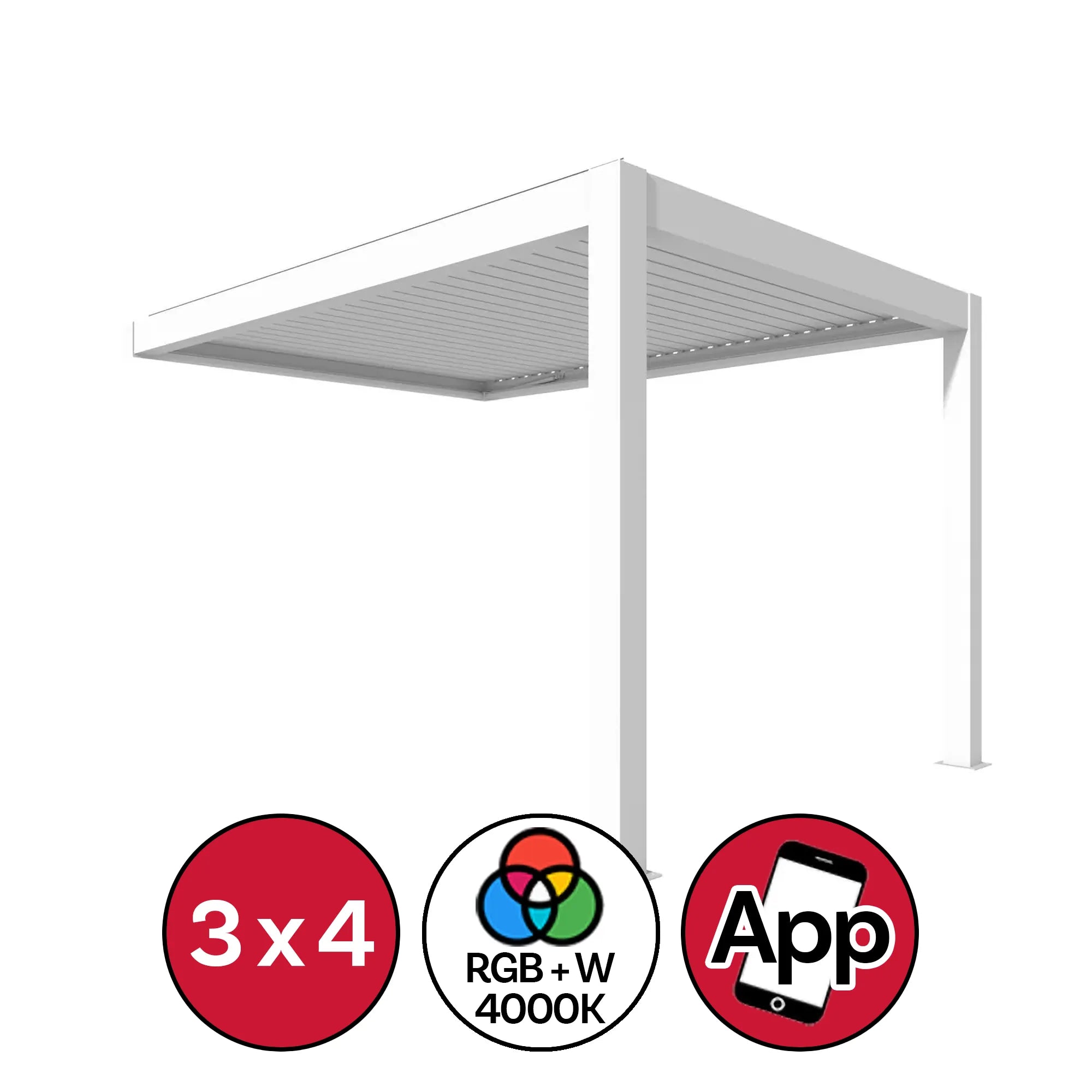 Pergola Bioclimatica 3x4 Addossata Bianca Motorizzata Con Led