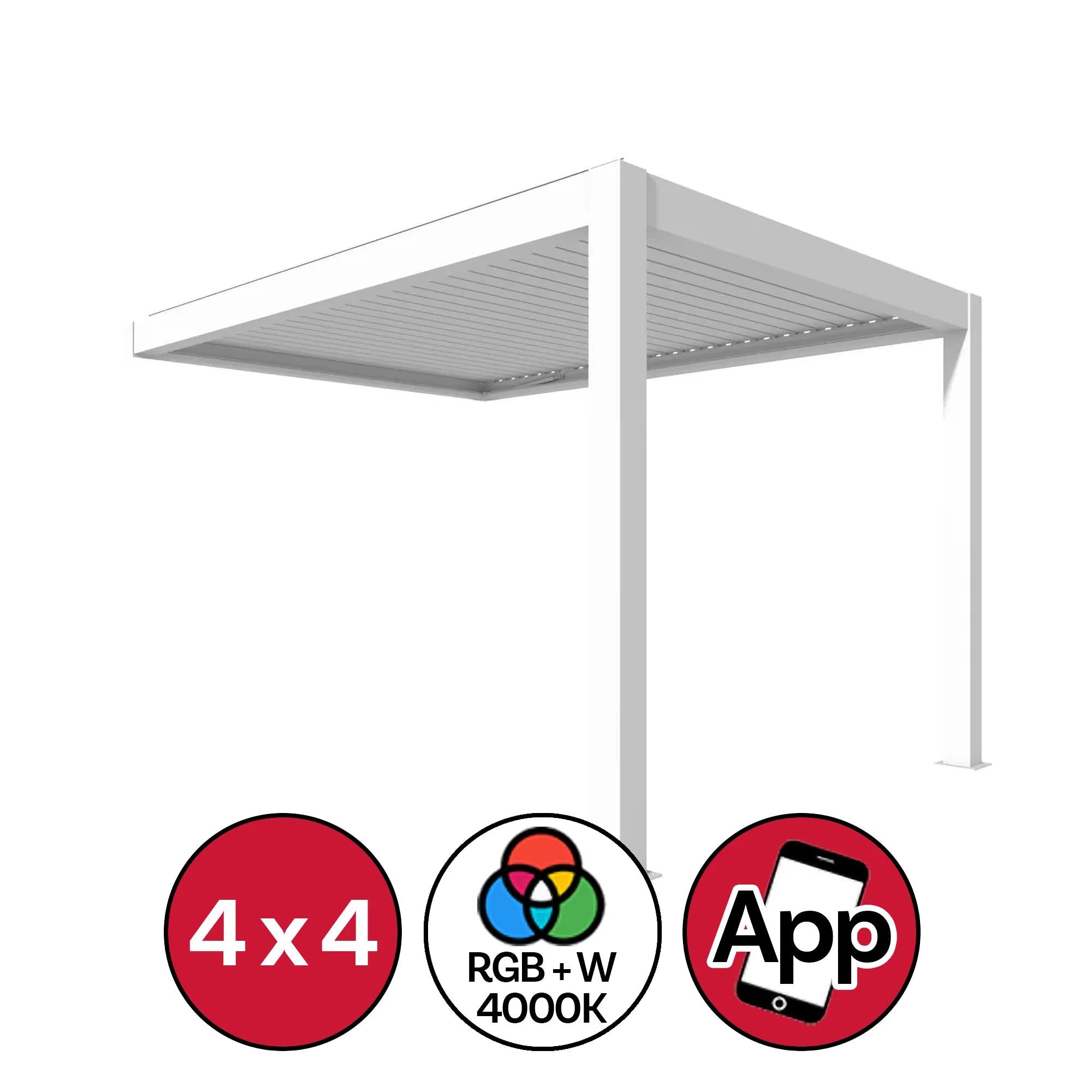 Pergola Bioclimatica 4x4 Addossata Bianca Motorizzata Con Led