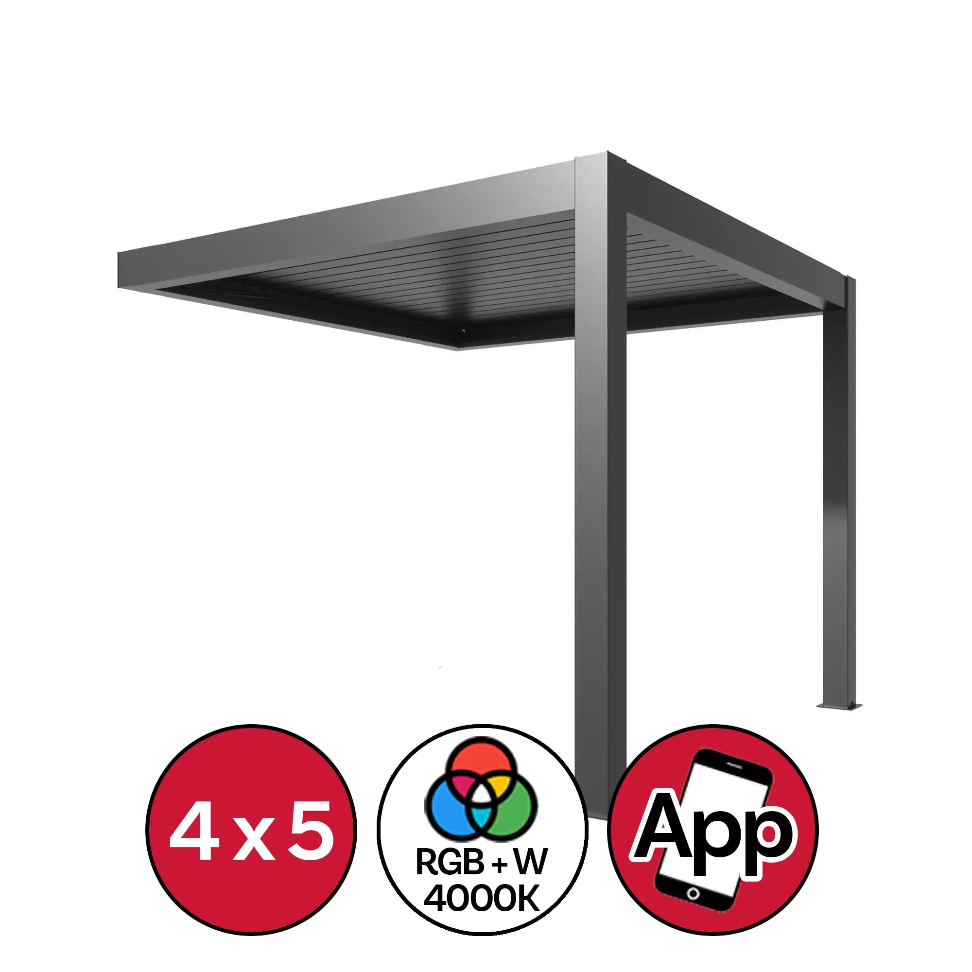 Pergola Bioclimatica 4x5 Addossata Antracite Motorizzata Con Led