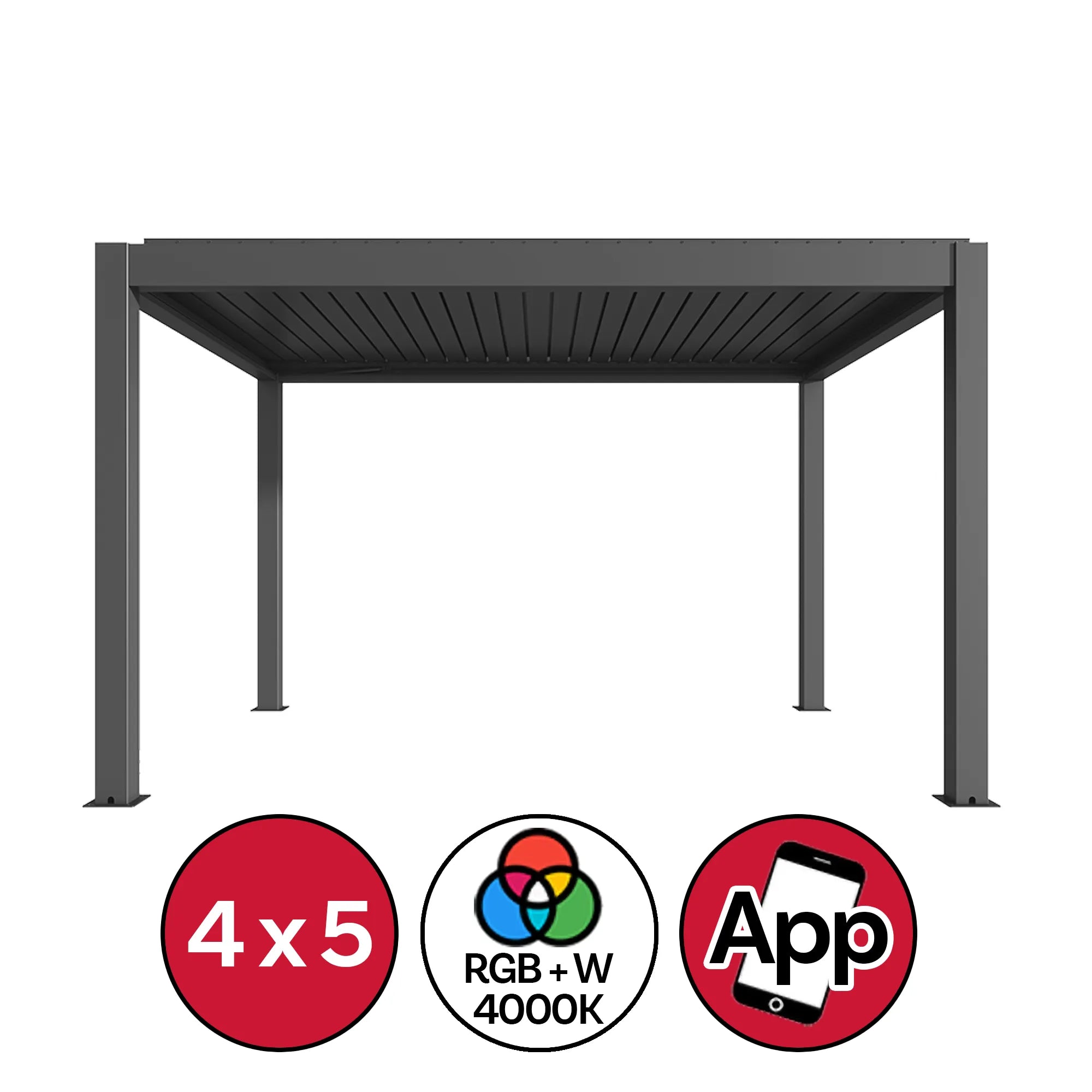 Pergola Bioclimatica 4x5 Antracite Motorizzata Con Led