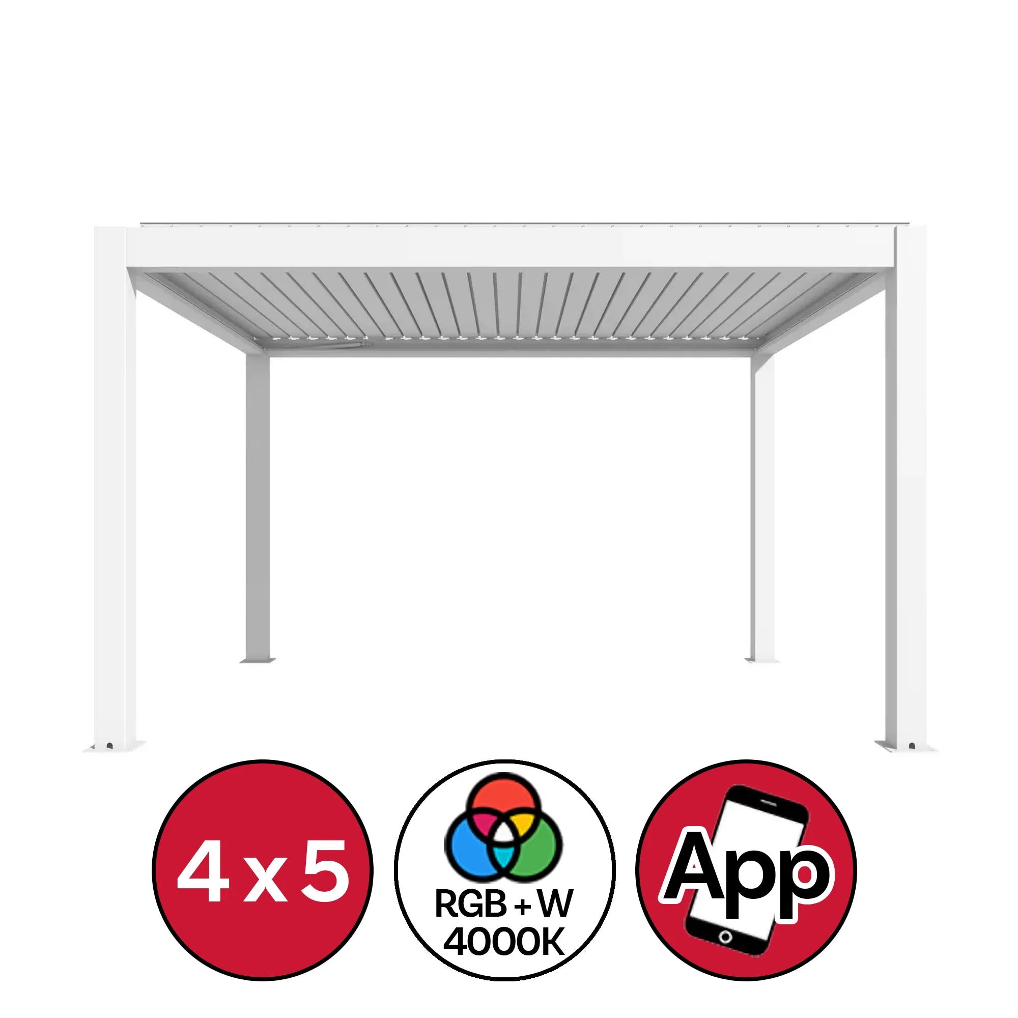 Pergola Bioclimatica 4x5 Bianca Motorizzata Con Led