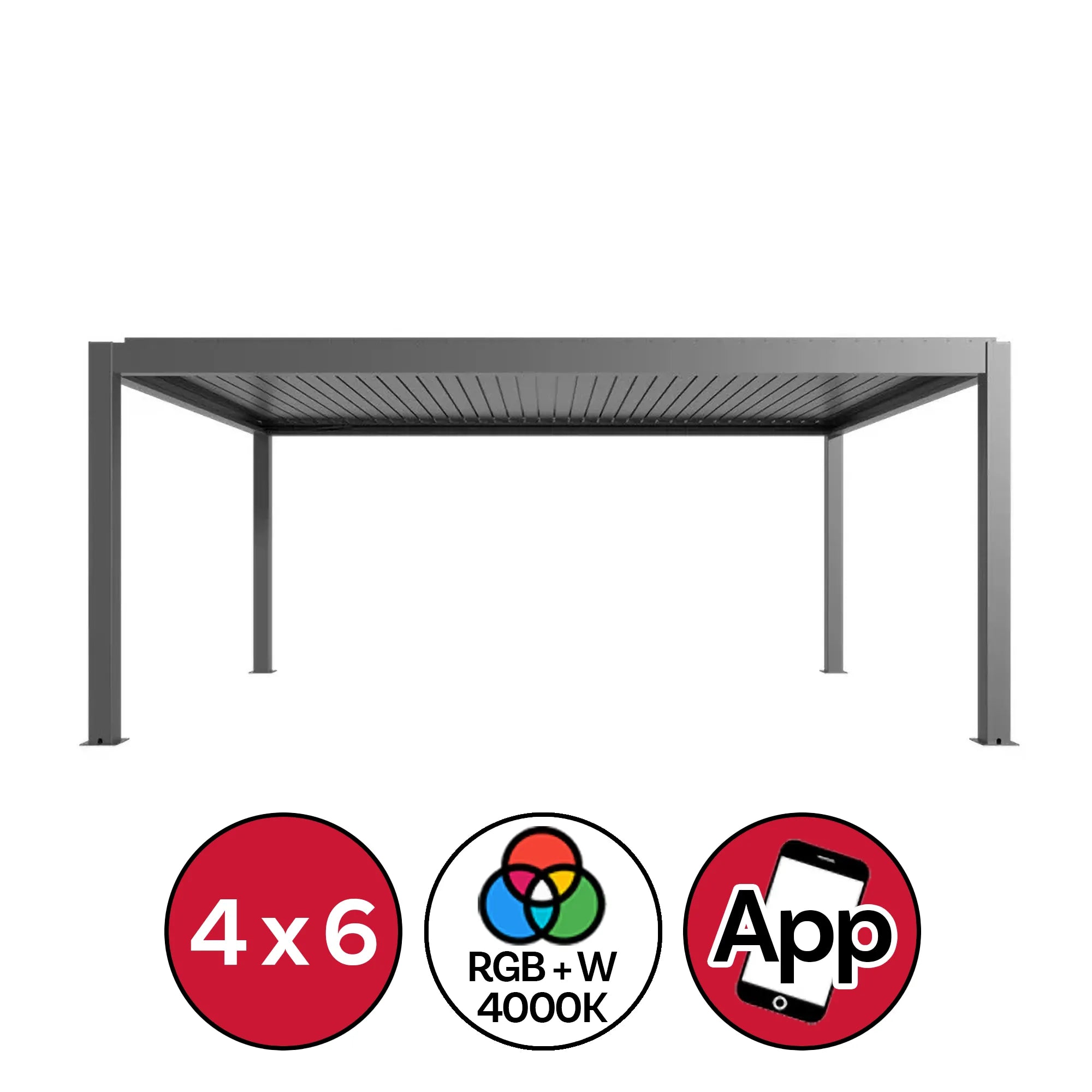 Pergola Bioclimatica 4x6 Antracite Motorizzata Con Led