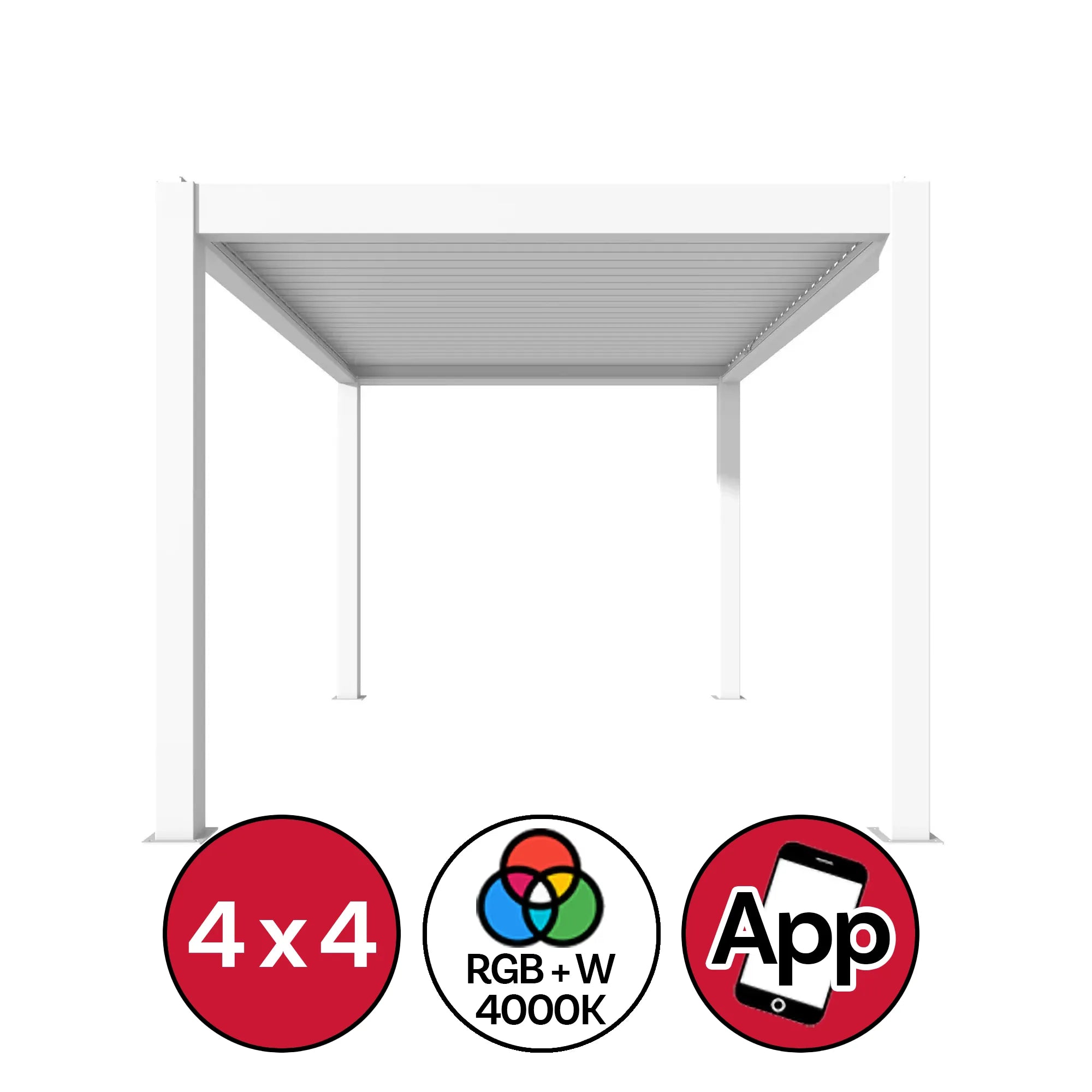 Pergola Bioclimatica 4x4 Bianca Motorizzata Con Led