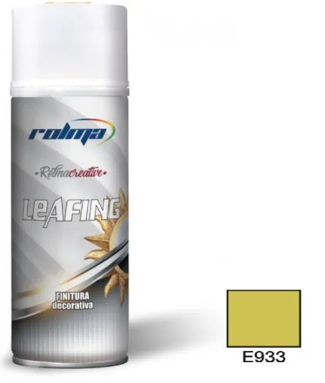 Vernice spray E933 oro ricco pallido: Vernice spray dai riflessi dorati e satinati, formulata con pigmenti metallici per una finitura elegante e decorativa su diverse superfici. | Dematteis.it