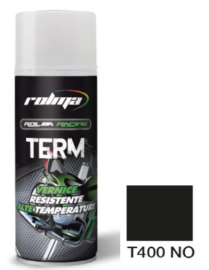 Vernice spray T400 nero opaco: Innovativa bomboletta spray a base siliconica, resistente a temperature da 300°C fino a 600°C, per una finitura protettiva e durevole su superfici esposte a calore. | Dematteis.it