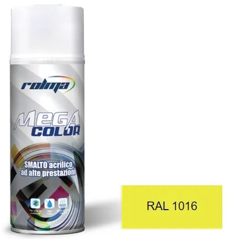 Vernice spray ral 1016 giallo zolfo: Vernice spray di alta qualità, formulata con resine acriliche per garantire una copertura uniforme e duratura su diverse superfici. | Dematteis.it