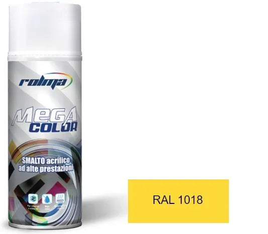 Vernice spray ral 1018 giallo zinco: Vernice spray altamente performante con resine acriliche di qualità, garantisce una copertura uniforme e durevole su diverse superfici come metallo, legno e plastica. | Dematteis.it