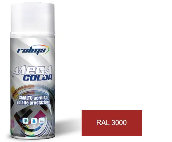 Vernice spray ral 3000 rosso fuoco: Vernice spray acrilica dalla formulazione avanzata, con rapida essicazione e ottima adesione su diverse superfici, ideale per progetti in interno ed esterno. | Dematteis.it