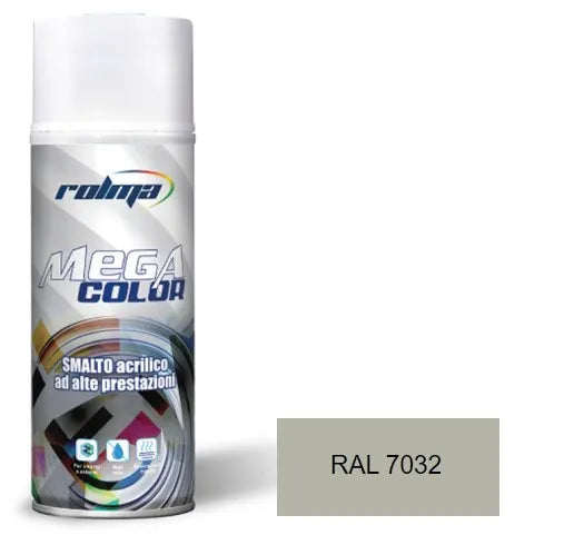 Vernice spray ral 7032 grigio ghiaia: Vernice spray con formulazione acrilica avanzata, che garantisce adesione superiore e rapida essiccazione su diverse superfici, conferendo un elegante colore grigio. | Dematteis.it