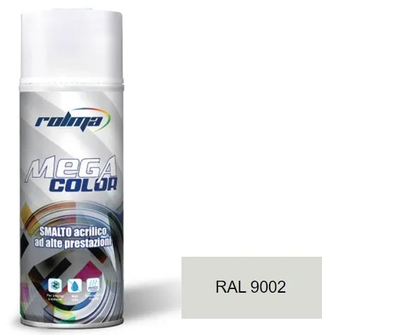 Vernice spray ral 9002 bianco grigiastro: Vernice spray dal colore bianco grigiastro, formulata con tecnologia acrilica avanzata per garantire un'eccellente adesione e resistenza su diverse superfici. | Dematteis.it