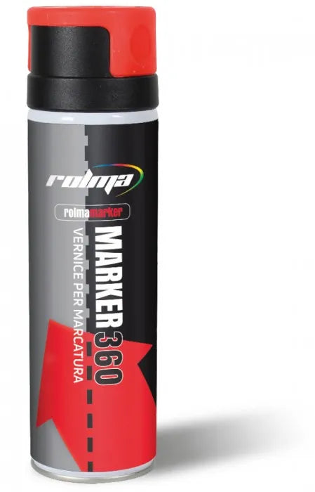 Vernice spray ral MRK360R rosso fluo: Vernice spray fluorescente dalla formula acrilica avanzata, che assicura marcature precise e durature su diverse superfici. | Dematteis.it