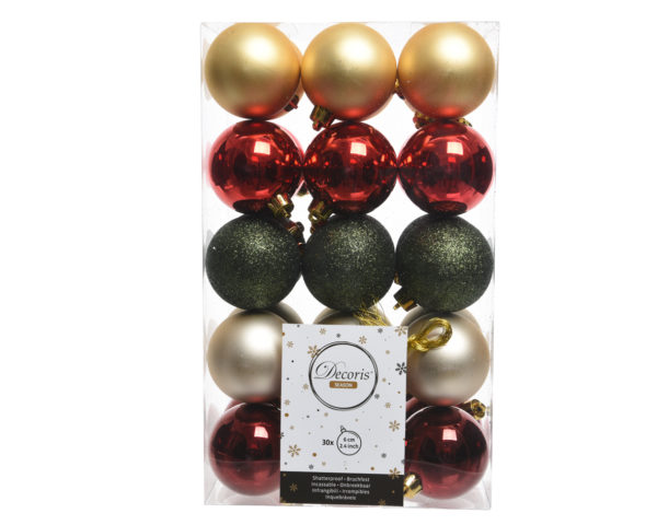 Box Palline Di Natale Red Green Gold