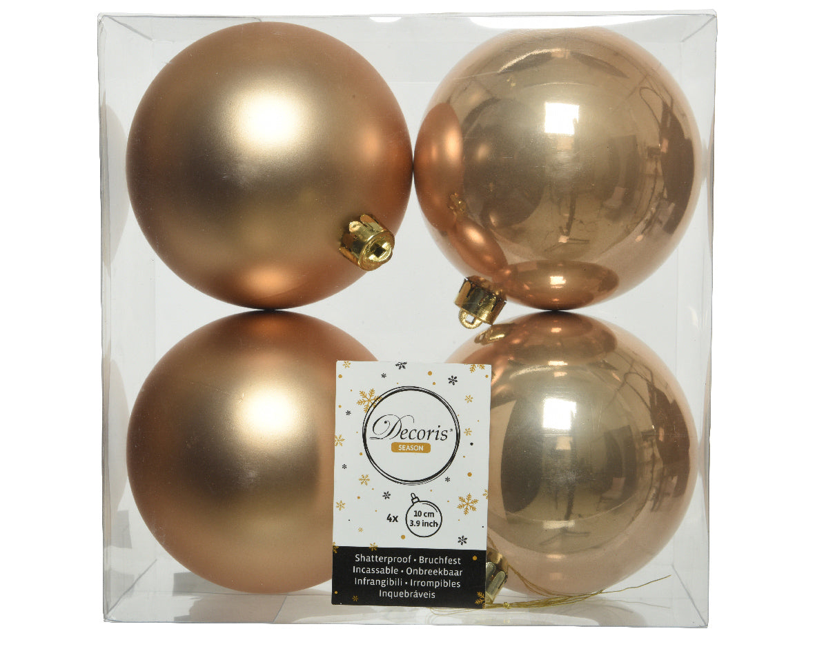 Box 4 palle di Natale Decoris diametro 10 cm butterscotch infrangibili per decorazione albero - DeMatteis.it