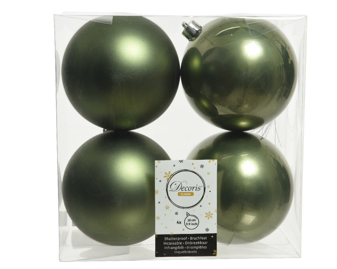 Box 4 Palle di Natale Decoris diametro 10 cm moss green per decorazione albero natalizio infrangibili - DeMatteis.it