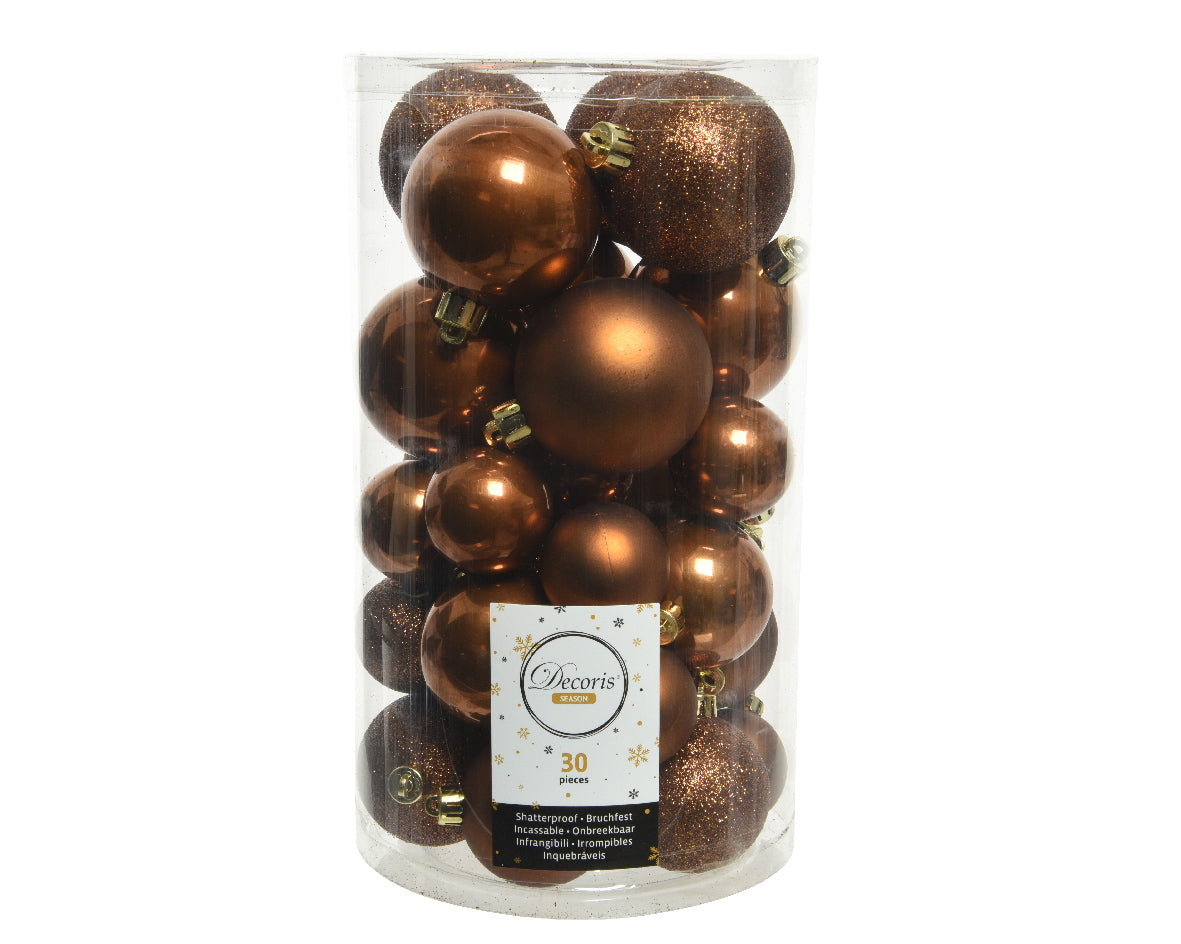 Box 30 palline di Natale decorative diametro 6 cm colore cinnamon per addobbi natalizi - DeMatteis.it