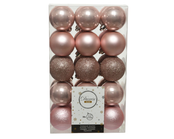 Palline Di Natale Rosa Cipria 6 Cm