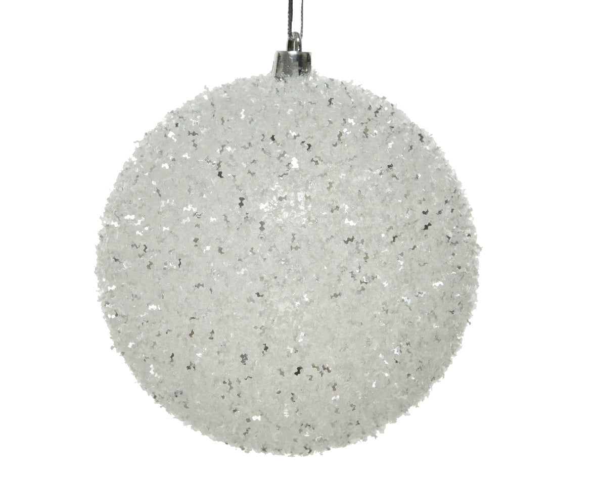 Sfera D 10 Cm Bianca Con Glitter