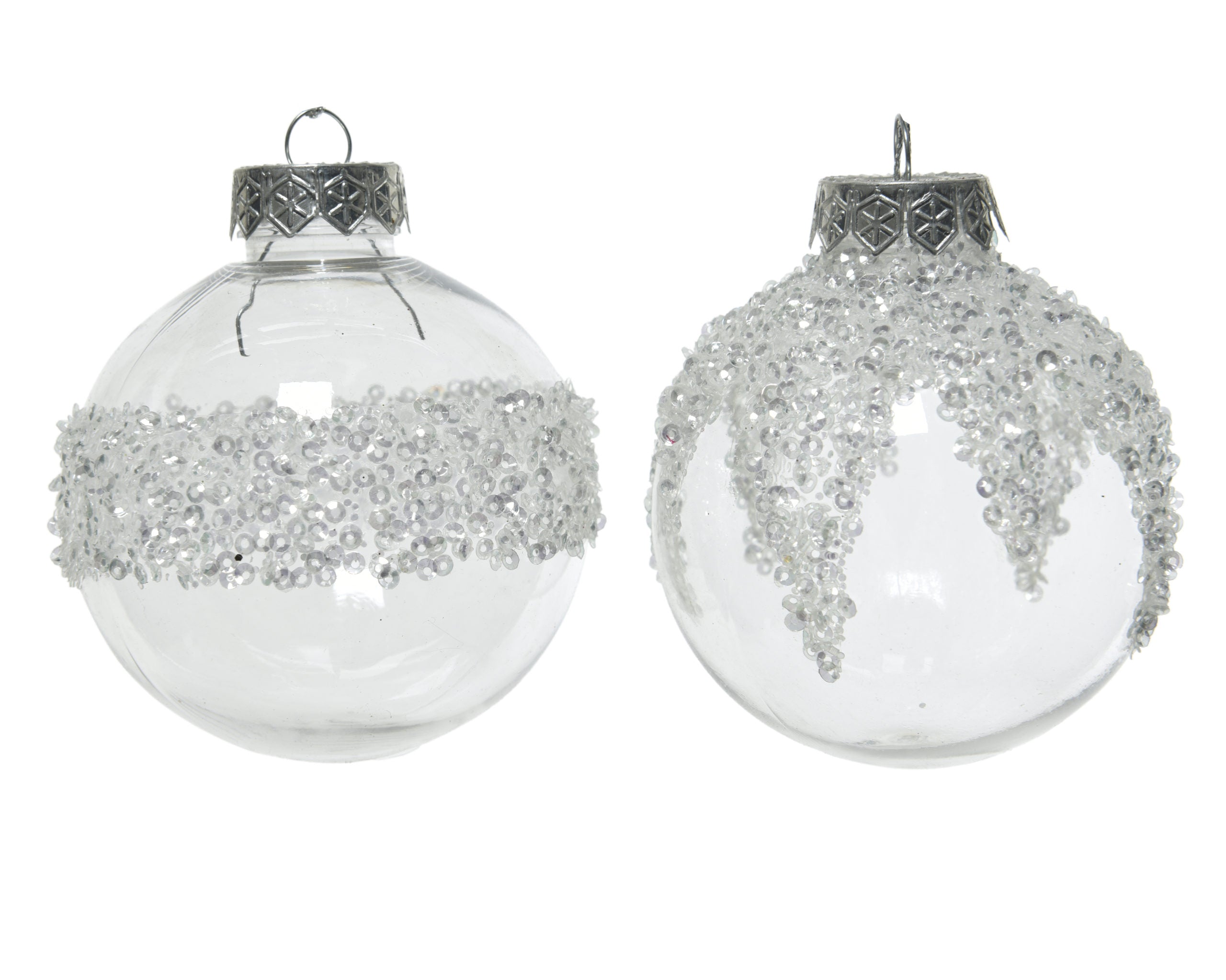 Palla Di Natale Trasparente Decoro Silver decorazione natalizia per albero con ornamenti argentati - DeMatteis.it