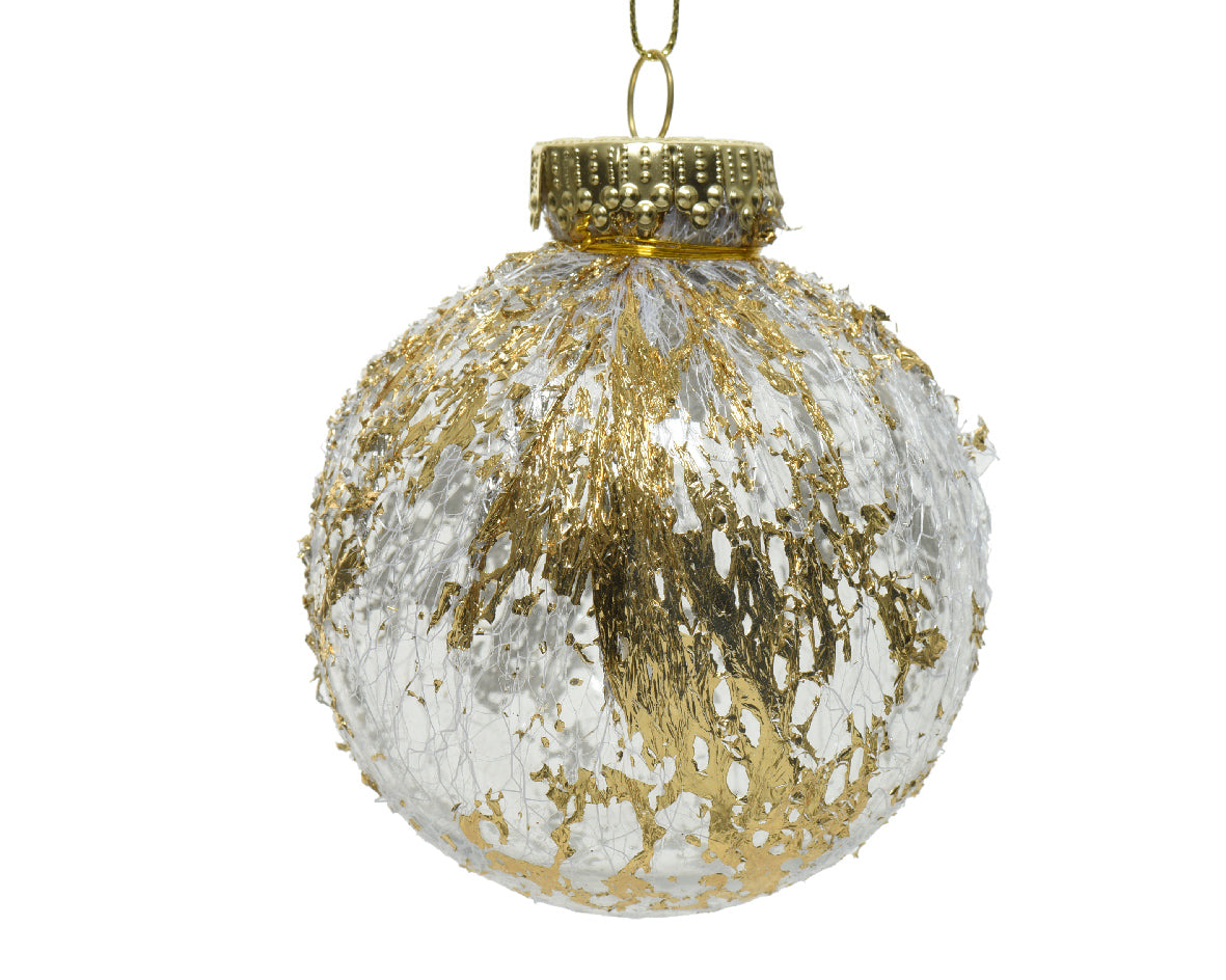 Palla Di Natale D 8 Cm Trasparente Glitter Oro