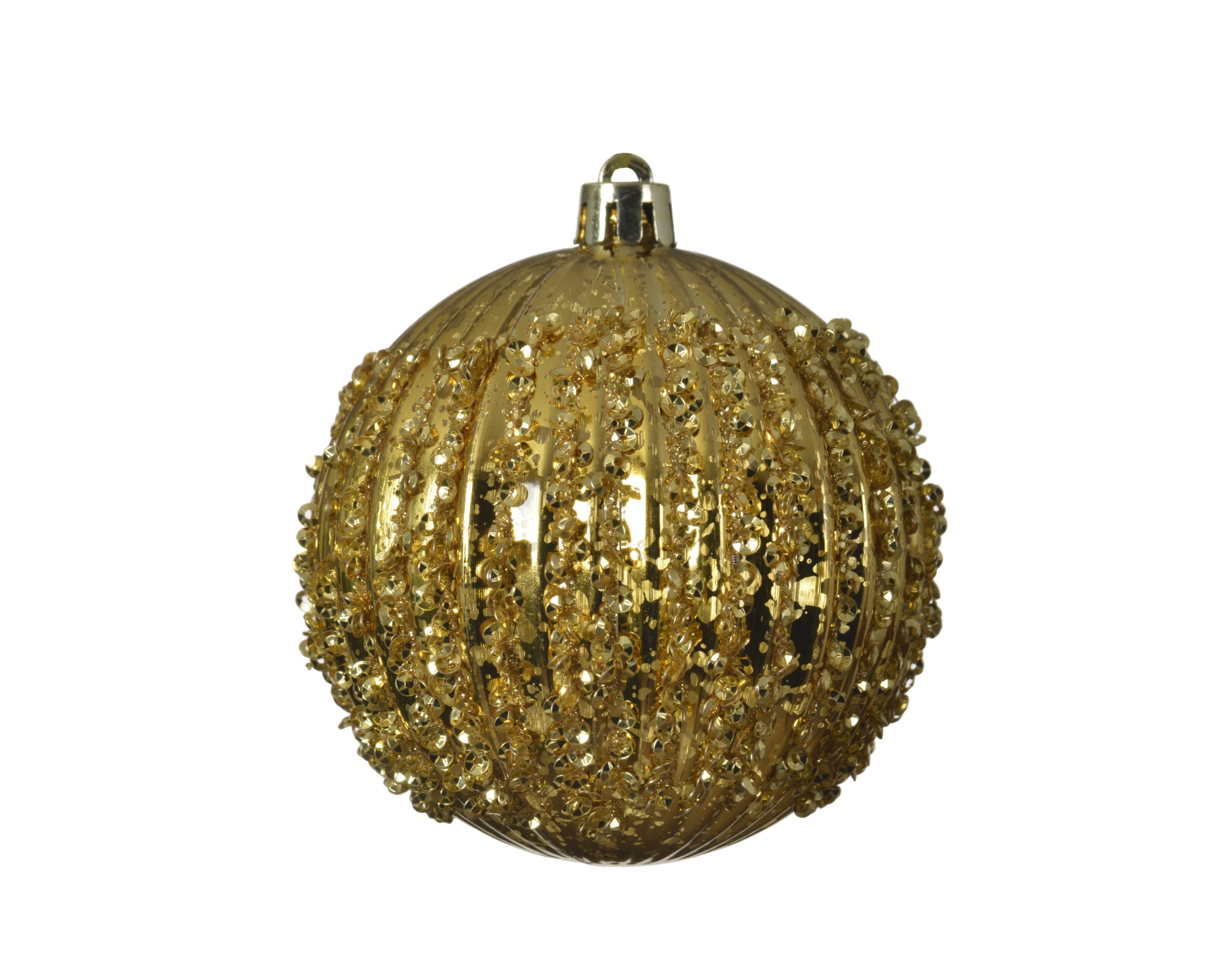 Palla di Natale Light Gold decorazione natalizia diametro 8 cm con texture decorativa - DeMatteis.it