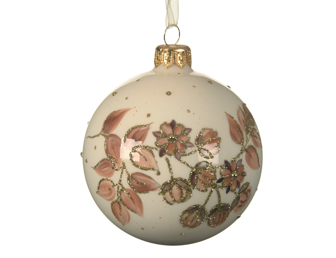 Palla di Natale diametro 8 cm decorazione natalizia con motivo floreale per addobbo albero - DeMatteis.it
