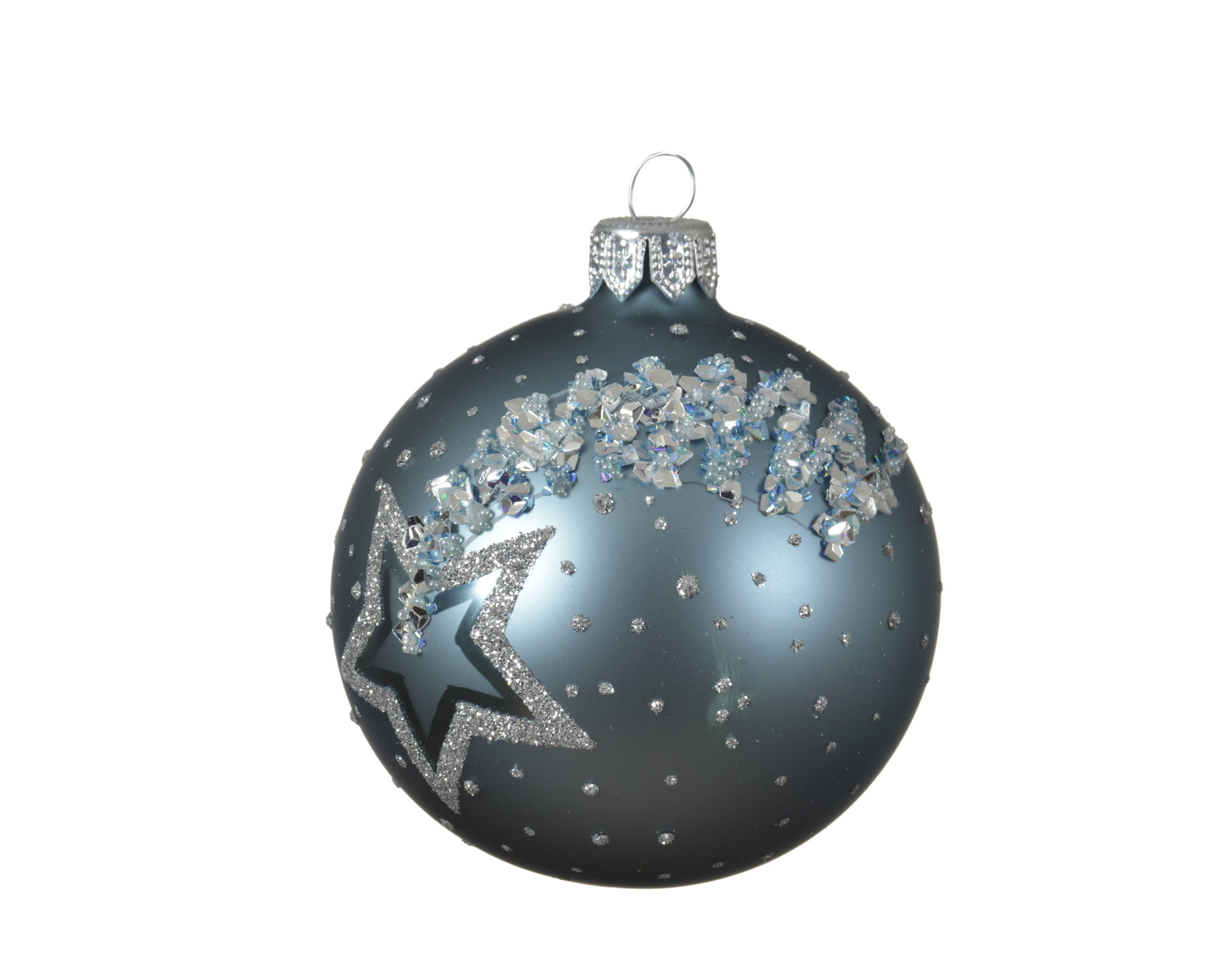 Palla di Natale Tiffany con stella silver diametro 8 cm decorazione natalizia per albero - DeMatteis.it