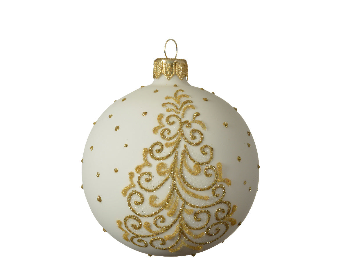 Palla di Natale diametro 8 cm decorazione natalizia con albero oro per addobbi natalizi - DeMatteis.it