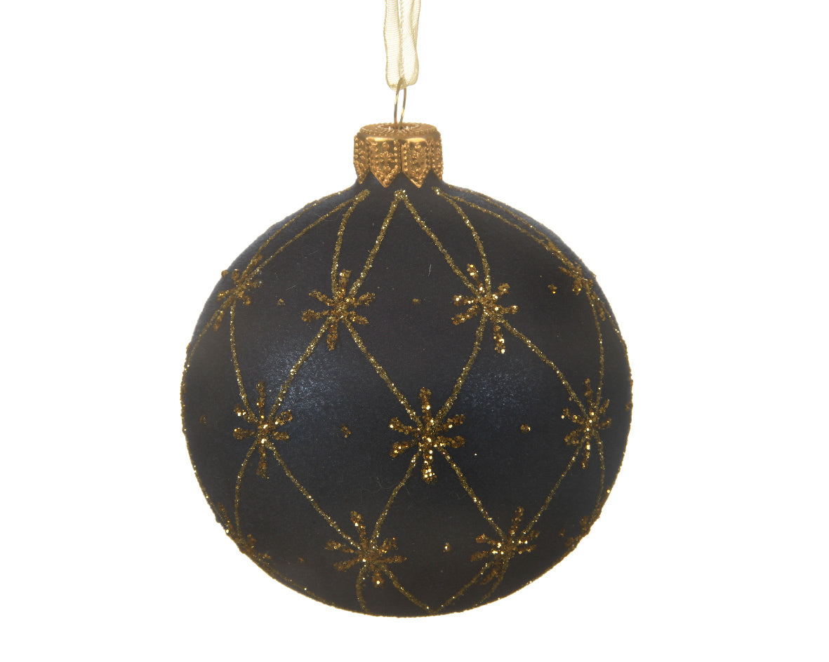 Palla Di Natale Night Blue D 8 Cm Decoro Oro