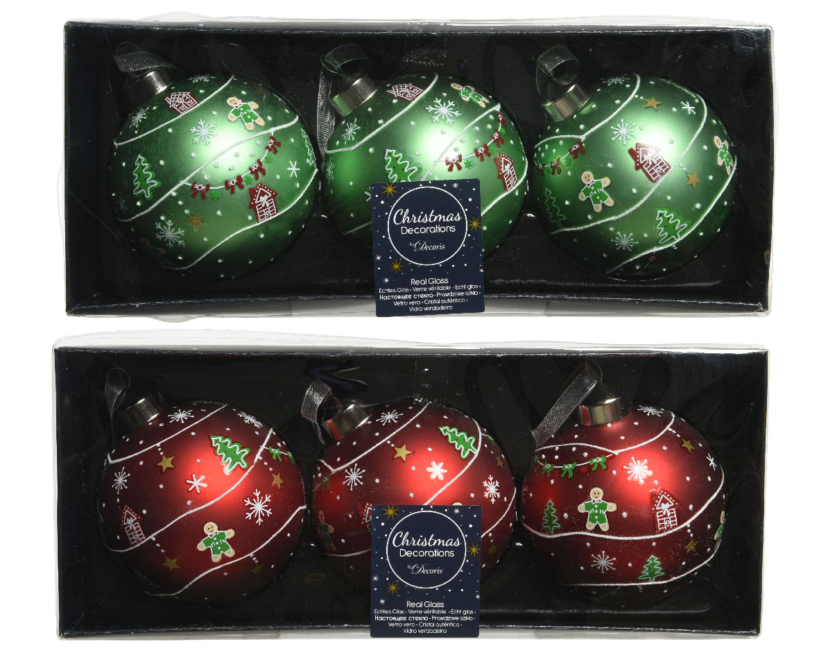 Set 3 Palline Di Natale diametro 8 cm decorazioni natalizie per albero di Natale - DeMatteis.it