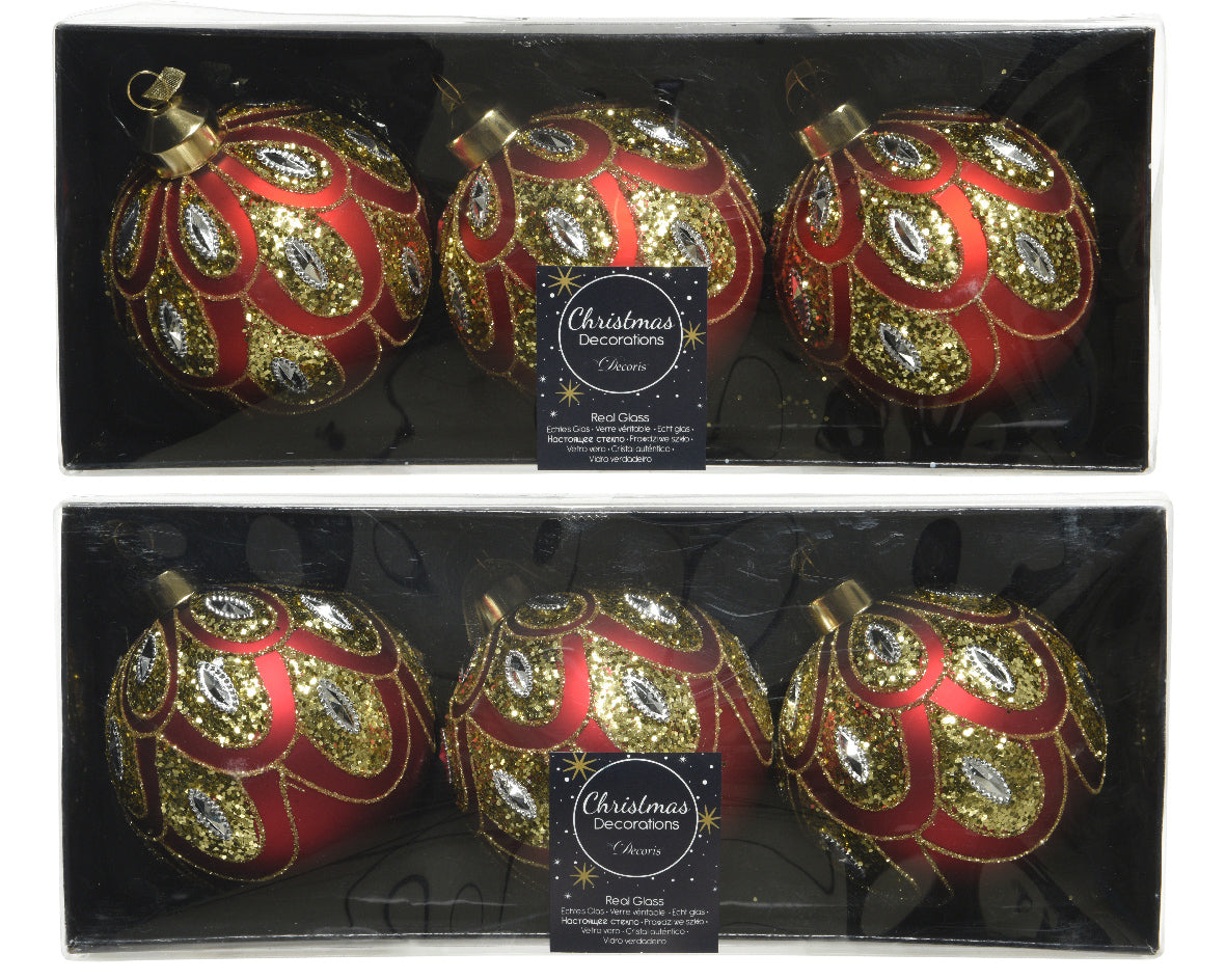 Box 3 Palle Di Natale decoro gocce oro con pietre per addobbi natalizi - DeMatteis.it