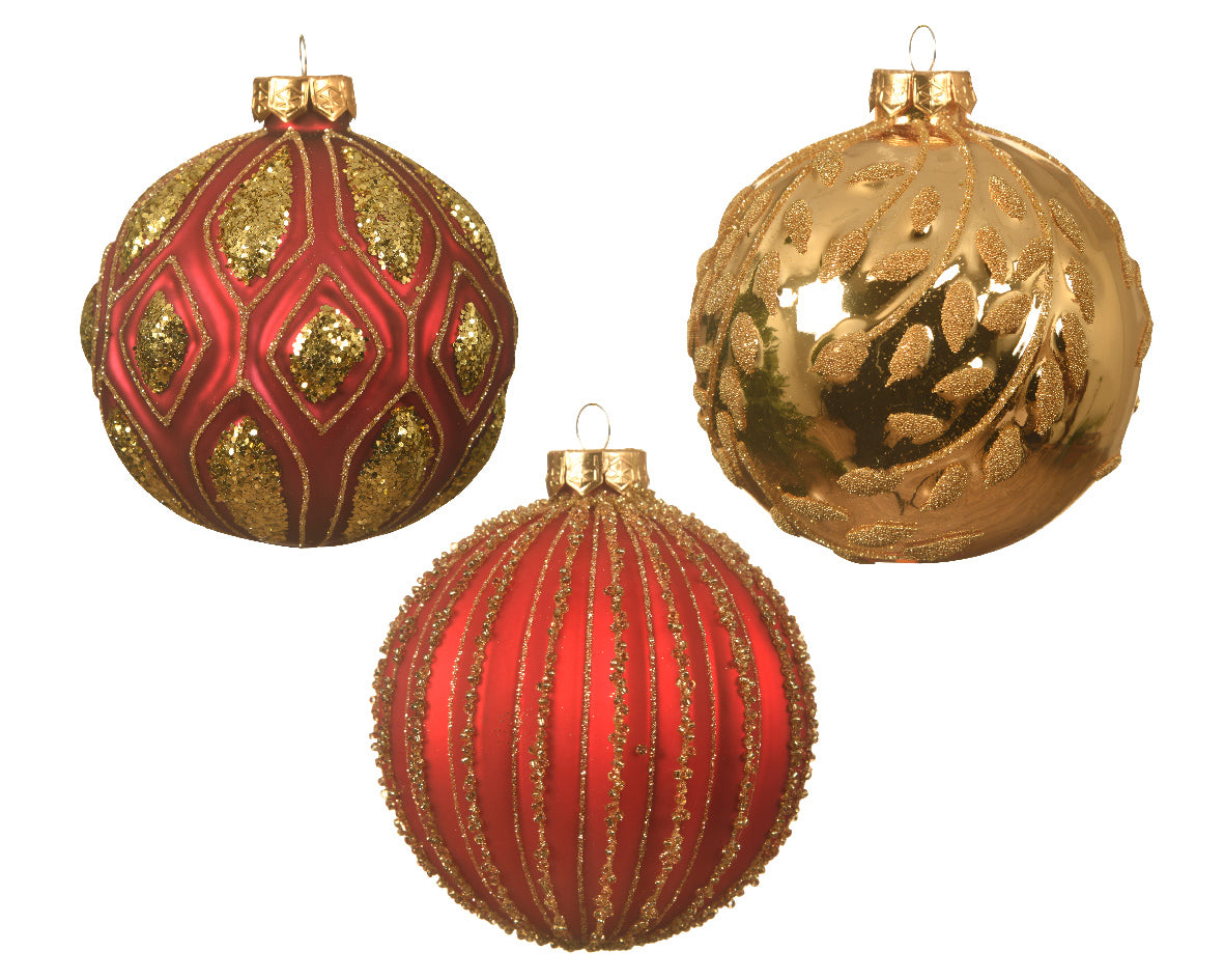 Palle di Natale diametro 10 cm per decorazione albero di Natale con decori in rilievo - DeMatteis.it