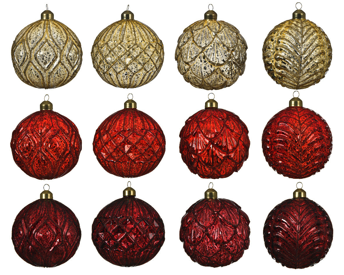 Palla di Natale diametro 10 cm in vetro anticato per decorazione albero natalizio - DeMatteis.it